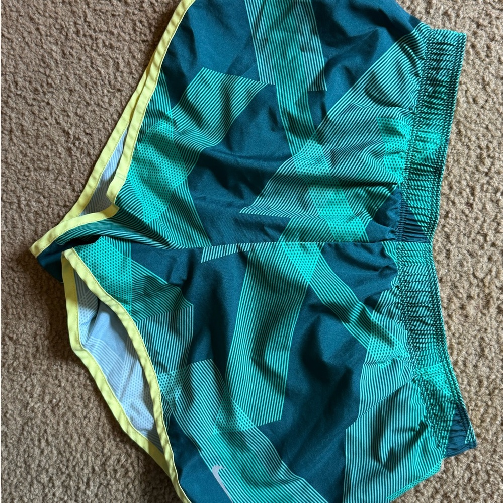 Nike Teal and Yellow Athletic Shorts